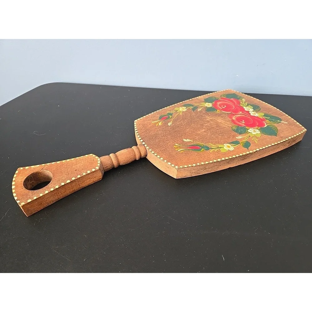 Vintage Handpainted Wood Paddle Decorative‎ Cutting Board Wall Art Floral